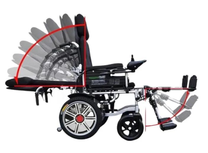 Fauteuil roulant électrique dossier inclinable avec repose-tête