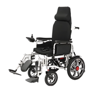 Fauteuil roulant électrique Novessia avec siège confortable, motorisation puissante et commande joystick pour personnes à mobilité réduite.