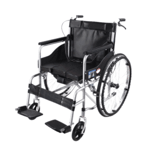 Fauteuil roulant garde-robe en cuir avec seau hygiénique, adapté aux personnes âgées et patients alités, disponible en Algérie chez Novessia